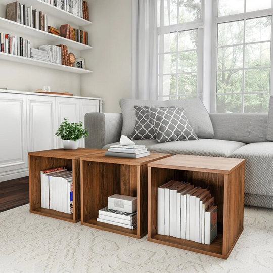 Cube Box Side Table, Wooden Handmade