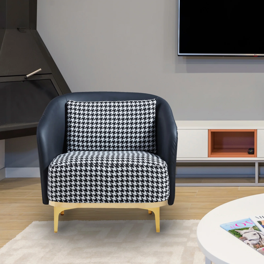 Velvet Upholstered Accent Chair With Metal Legs