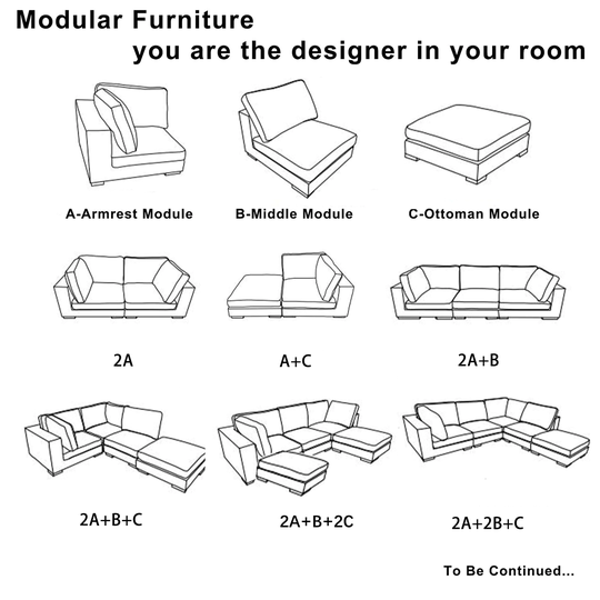 Fabric Upholstered Modular Sofa Collection,Ottoman, Seats up to 1