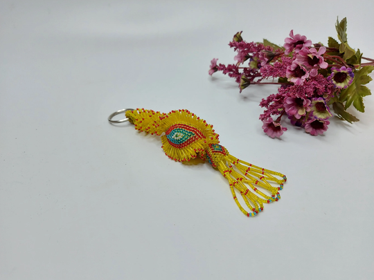 Vintage Glass Beaded Keychain - Handmade Prison Art Beads Keychain, Art Bag Zipper Handle, Bead Charm Protection Key Ring