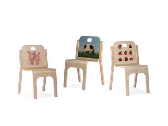 Tommy Chair, Children Kids Birch Plywood Bent Printed Furniture, Room