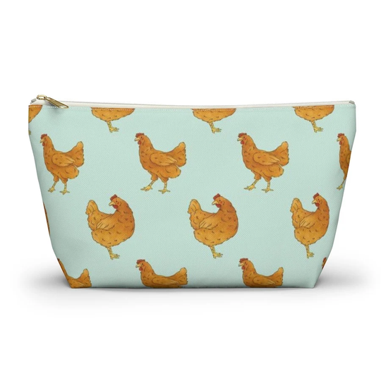 Chicken Pouch, Pencil Case, Farm Animal Custom Teacher Bridesmaid Cosmetic Bag, Farmer Zipper Makeup Accessory Pouch