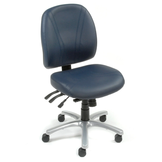 Multifunctional Office Chair, Mid Back, Synthetic Leather, Blue - 27.17"L x 24.41"W x 40.6"H