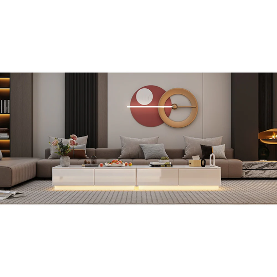 LED Coffee Tables White Coffee Table High Gloss Center Table Living - 47.2"Wx23.6"L
