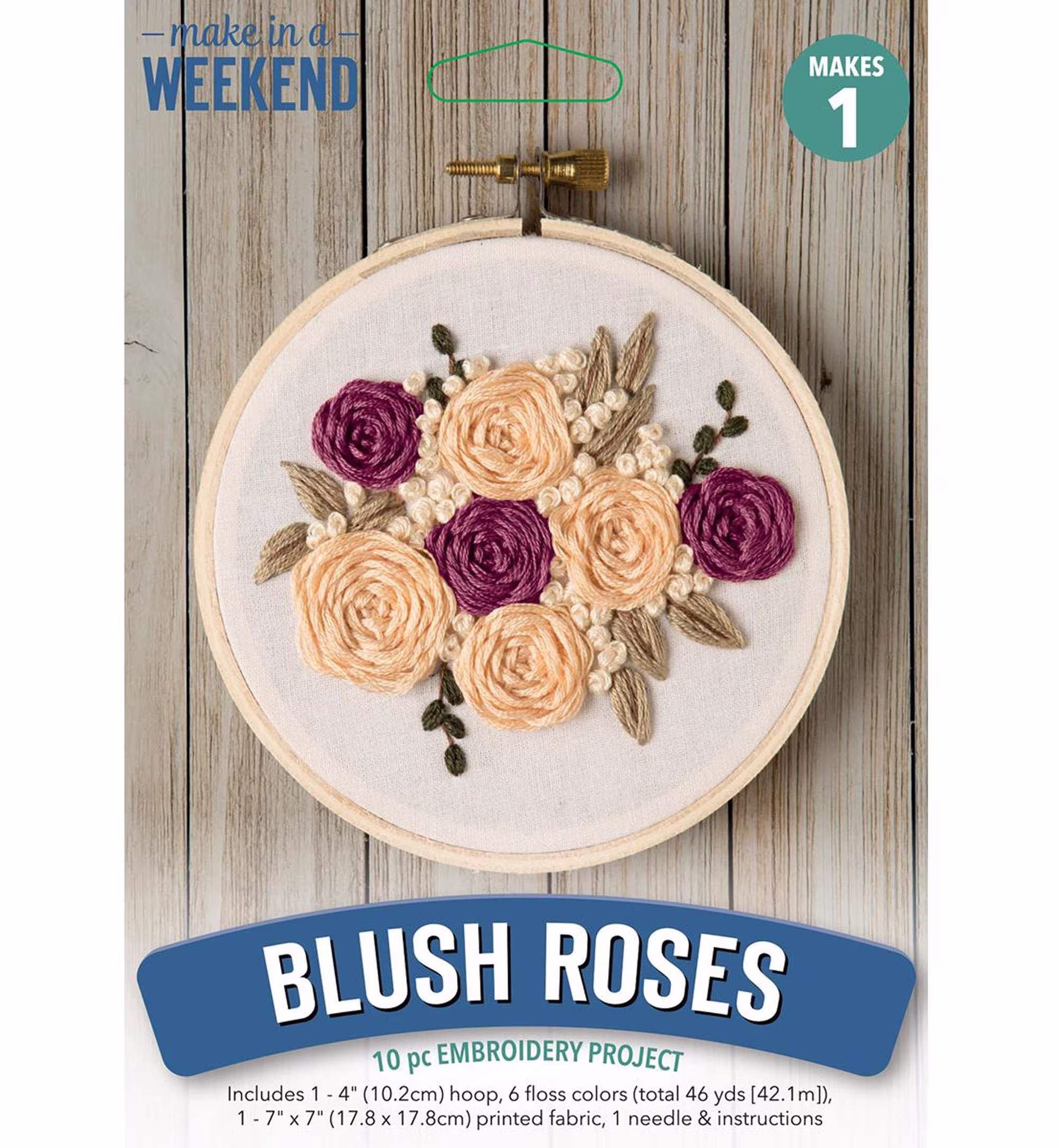 Leisure Arts Blush Roses - Make in A Weekend Embroidery Kit 4"