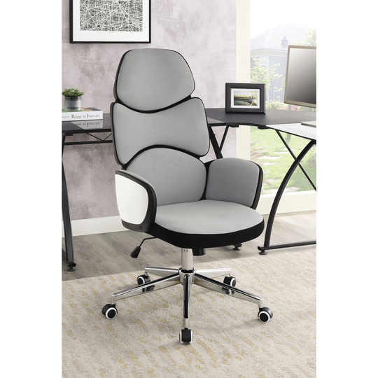 Light Grey Upholstered Office Chair with Casters