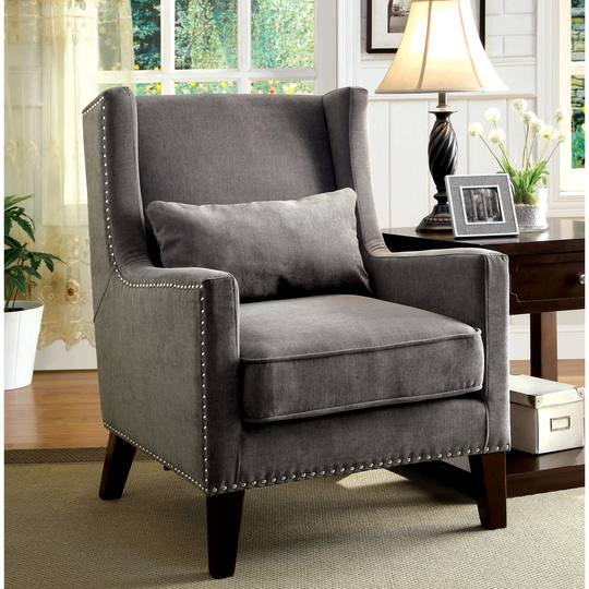 Furniture of America Zema Modern Flannelette Padded Accent Chair