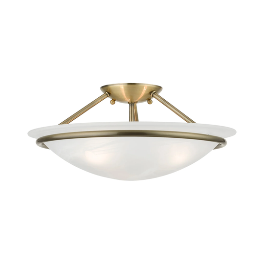 Antique Brass 3-Light Semi-Flush - 16" dia x 7" H