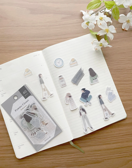 Sticker Sack - People Stickers Femme Closet Gray Series Semi-Sheer Tracing Paper 1 Pc