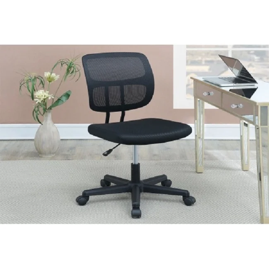 Elegant Design 1pc Office Chair Black Mesh Desk Chairs wheels Breathable Material Seats