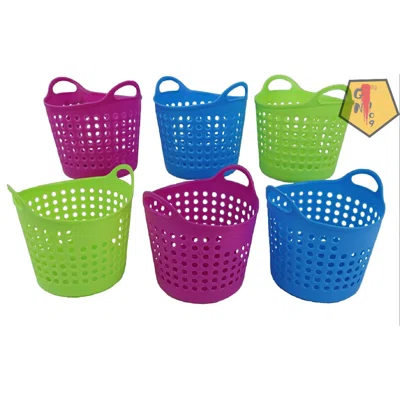 Multicolor Round Plastic Basket With Handle, 6 Pcs Small Plastic Containers, Perfect For Desktop Organizer, Colorful Pen Pencil Holder, Storage And Ho