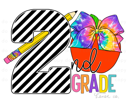 Sublimation Transfer Ready To Press/2nd Grade Back School Teacher Second Pencil Apple