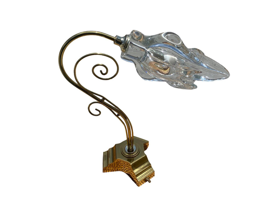 1940S Tulip Table Lamp With Scrolled Brass Base