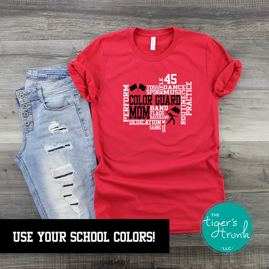 Personalized Color Guard, Flag Corp, Marching Band Shirts, Colorguard Gifts, Mom, Dad, Game Day Shirt, Short-Sleeve Shirt