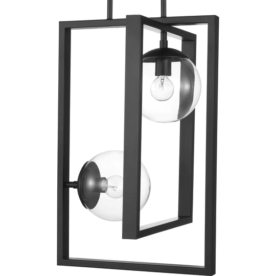 Atwell Collection Black Two-Light Pendant - 23.620" x 16.340" x 16.340"