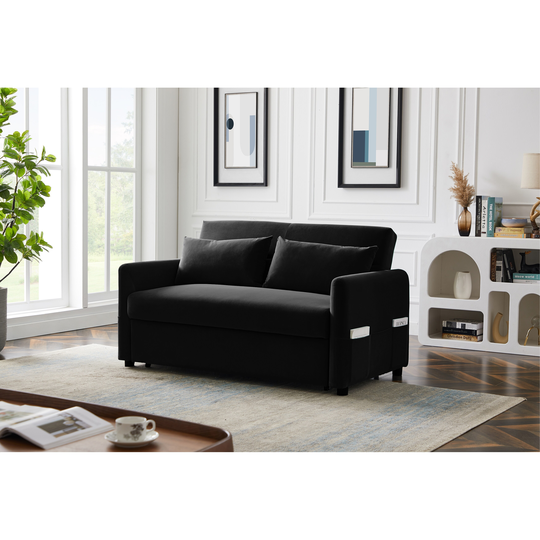 Plastic Rounded Corners, Metal Rubber Wheels Dutch Velvet Leisure Love Sofa, Adjustable And Convenient, Convertible Design