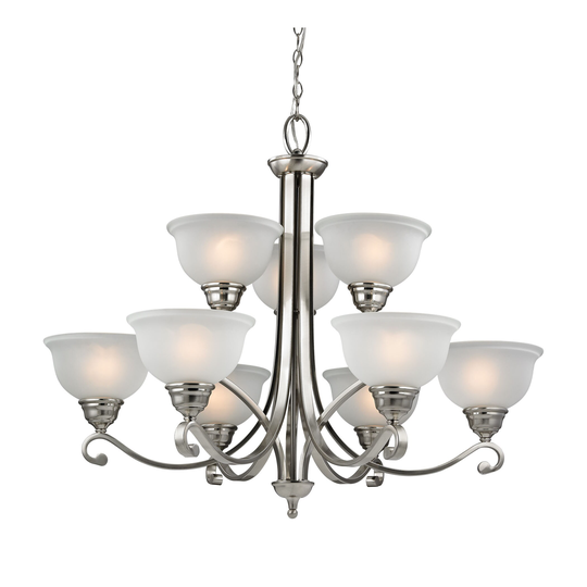 Cornerstone Hamilton 9 Light Chandelier in Brushed Nickel - Brushed Nickel