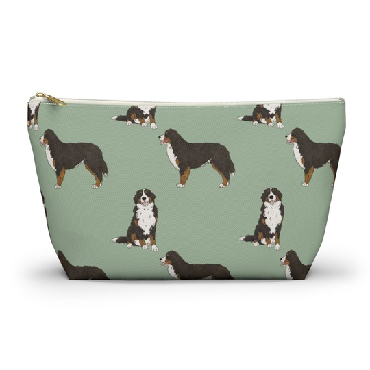 Bernese Mountain Dog Pouch, Pencil Case, Custom Teacher Bridesmaid Cosmetic Bag, Berner Mom Makeup Accessory Pouch