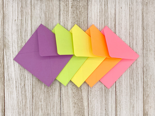 2x2 3x3 4x4 5x5 Card Assorted Color Envelopes/ Bright Color Square Envelope/ Various Envelope Sizes/Colorful Envelopes Set Of 10