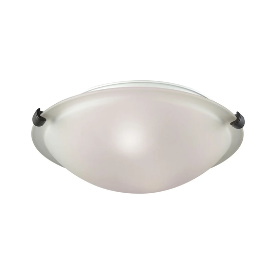 Sunglow 2-Light Flush in Oil Rubbed Bronze with White Glass (Brushed Nickel Clips Included)