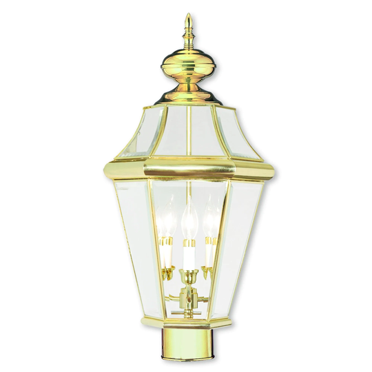 Livex Lighting Georgetown Polished Brass 3-light Outdoor Post Lantern