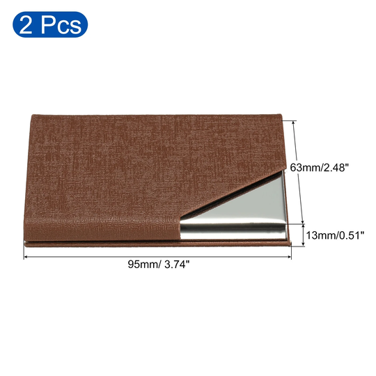 2pcs 3.7x2.4x0.5 Inch Business Card Holder PU Leather Name Card Case
