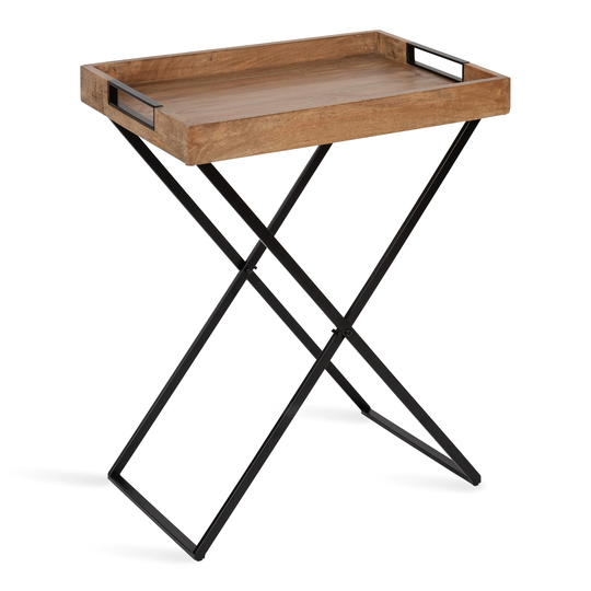 Kate and Laurel Heller Wood and Metal Tray Table
