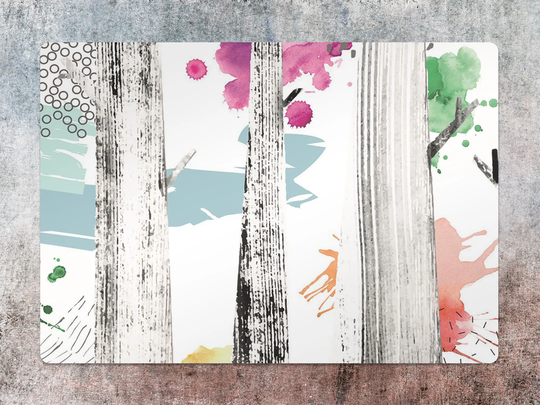 Drawn Trees Chair Mat, Gray Vinyl Floor Pink Protective Abstract Splat Office Decor, Area Rug, Gift Idea, Game Room Rug