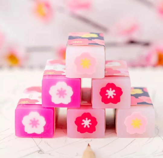 2Pc/Japanese Cherry Blossom Pencil Eraser, Lovely Flower Eraser School, Office Stationery, Gift, Student