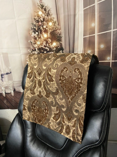 14x30" Pecan Monte Cristo Damask Chenille Sofa, Loveseat, Chaise, Theater Seat, Rv, Chair, Headrest Pad, Recliner Head Cover, Protector