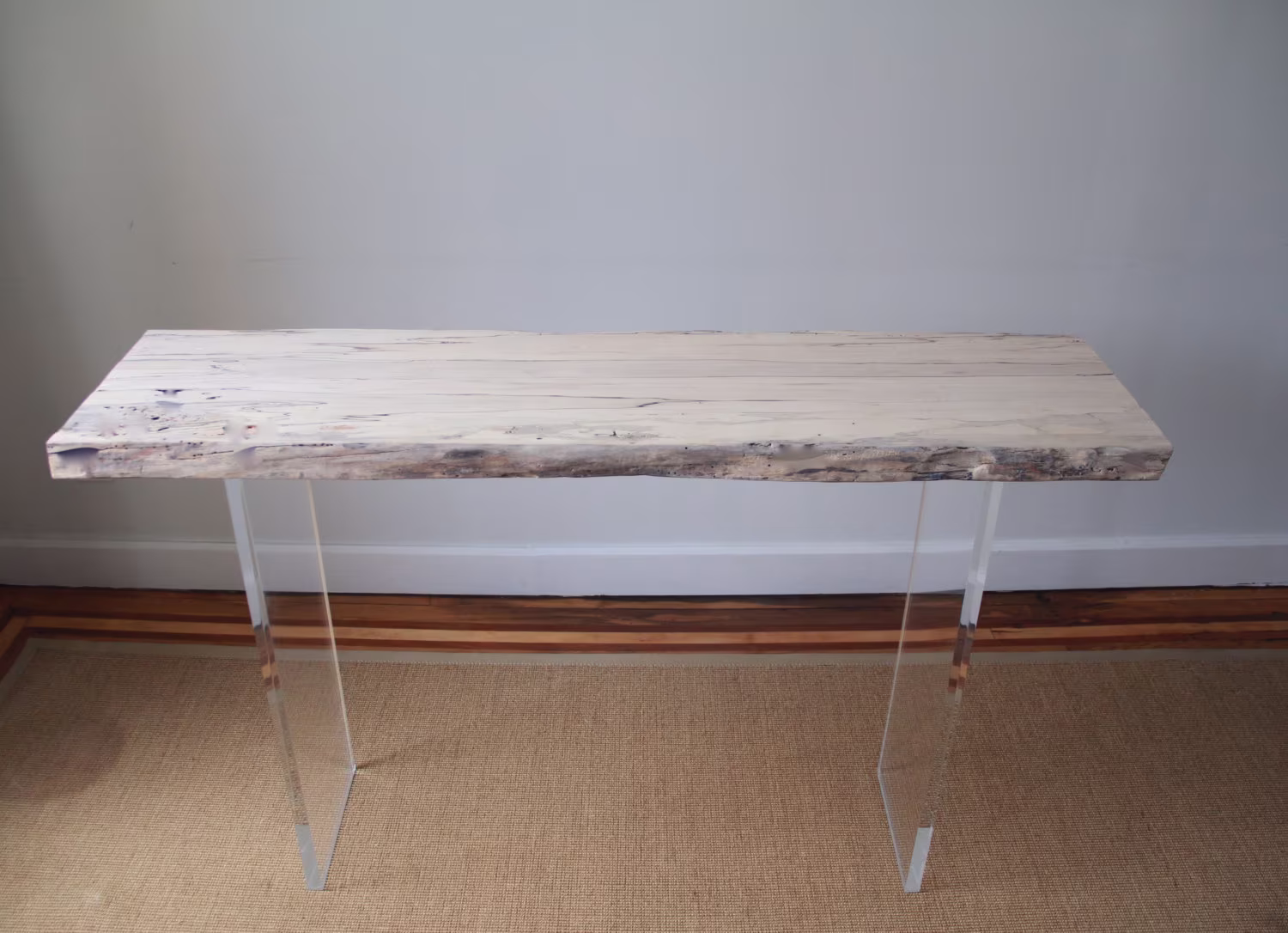 Console Table Narrow Made From Lucite & Maple - Entryway Furniture Luxholdups