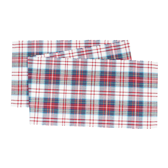 Morris Plaid Red and Green Woven Table Runner