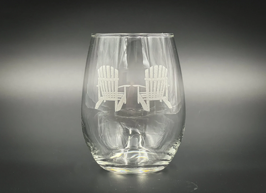 Adirondack Chairs - Adirondacks Etched 15 Oz Stemless Wine Glass