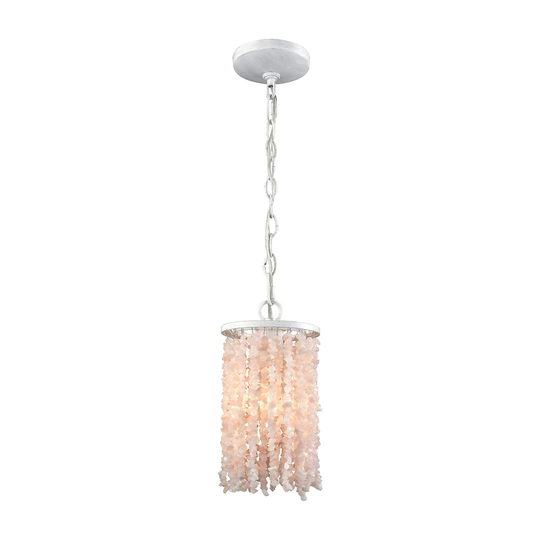 Off-white/Pink Metal Agate Stones 1-light Pendant
