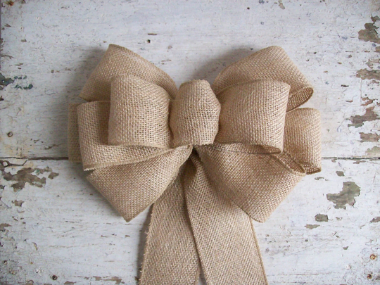Burlap Bow, Pew Chair Rustic Decoration, Wreath Wedding, Large Gift Bow