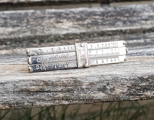 Vintage Sterling Silver Slide Rule Tie Clip. Gift For Groomsmen, Groom, Dad, Wedding, Anniversary, Christmas, Birthday, Father's Day