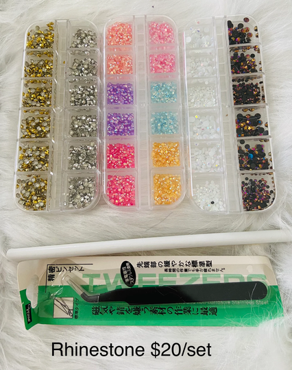 Set 3 Boxes Rhinestone With Wax Pencil, Tweezer