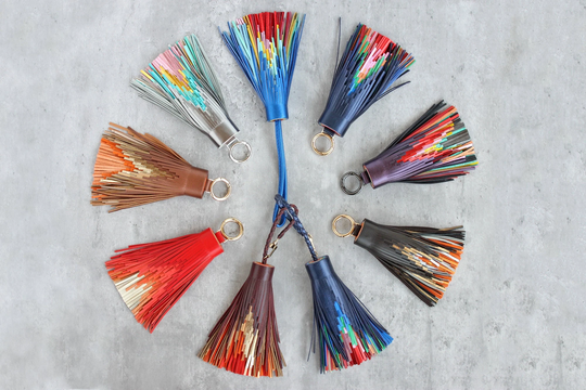 6 Color Chevron Rainbow Tassel, Leather Bag Charm, Customizable Keychain For Purse