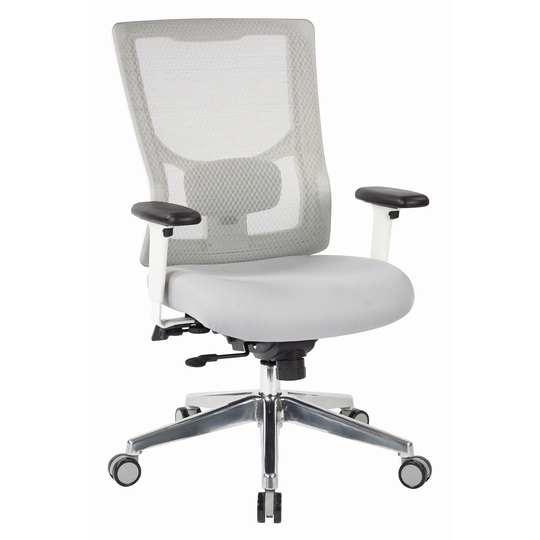 Pro Line White Mesh High-Back Office Chair with Seat Slider and Adjustable Arms