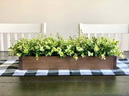 Farmhouse Table Centerpiece, Rustic Planter Box With Greenery Arrangement, Decor, Home Decor