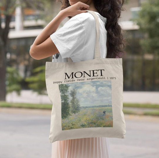 Claude Monet Painting Tote Bag, Fine Art Print Stylish Artsy Vintage Retro Aesthetic Famous On