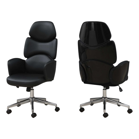 Black Leather Look High Back Executive Office Chair - 25" W x 28.5" D x 46" H