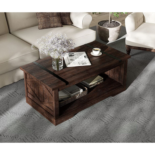 WAMPAT Rustic Coffee Table, Rectangle Center Table, 42 Inch, Brown - 22.9*41.6inch