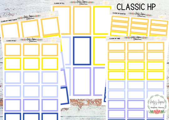 Classic Hp Sunset Colorful Boxes | Planner Functional Stickers