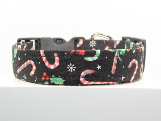 Candy Cane Dog Collar, Handmade Custom Fabric Print Dog Collars, Christmas Dogs