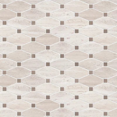 Marble Octagon and Dot Mosaic Wall Tile