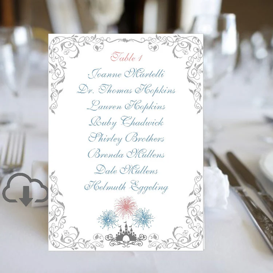story Book Castle Table Seating Cards
