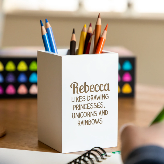 Childrens Pencil Holder - Personalised Wooden Pot Gifts For Kids Pen Back To School Lc138