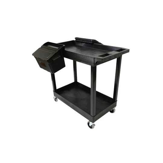 Offex 32" x 18" Tub Cart - Two Shelves with Outrigger Utility Cart Bins