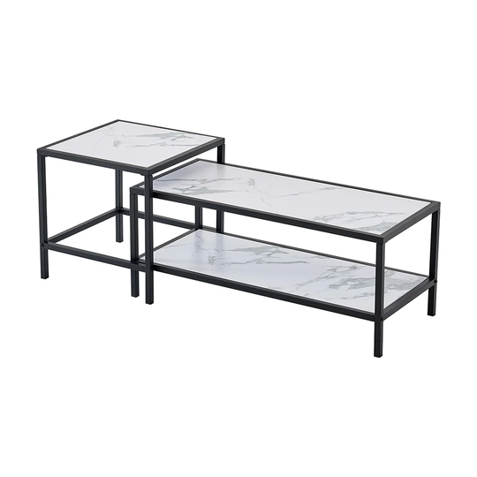 2pcs Modern Nesting Coffee Table with Metal Frame